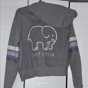 Ivory Ella Charcoal Hoodie with Lavender purple Accents